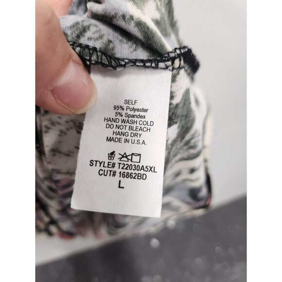 White Birch Womens Tunic Top Large Black Animal Print Strappy Cold Shoulder - Picture 4 of 9